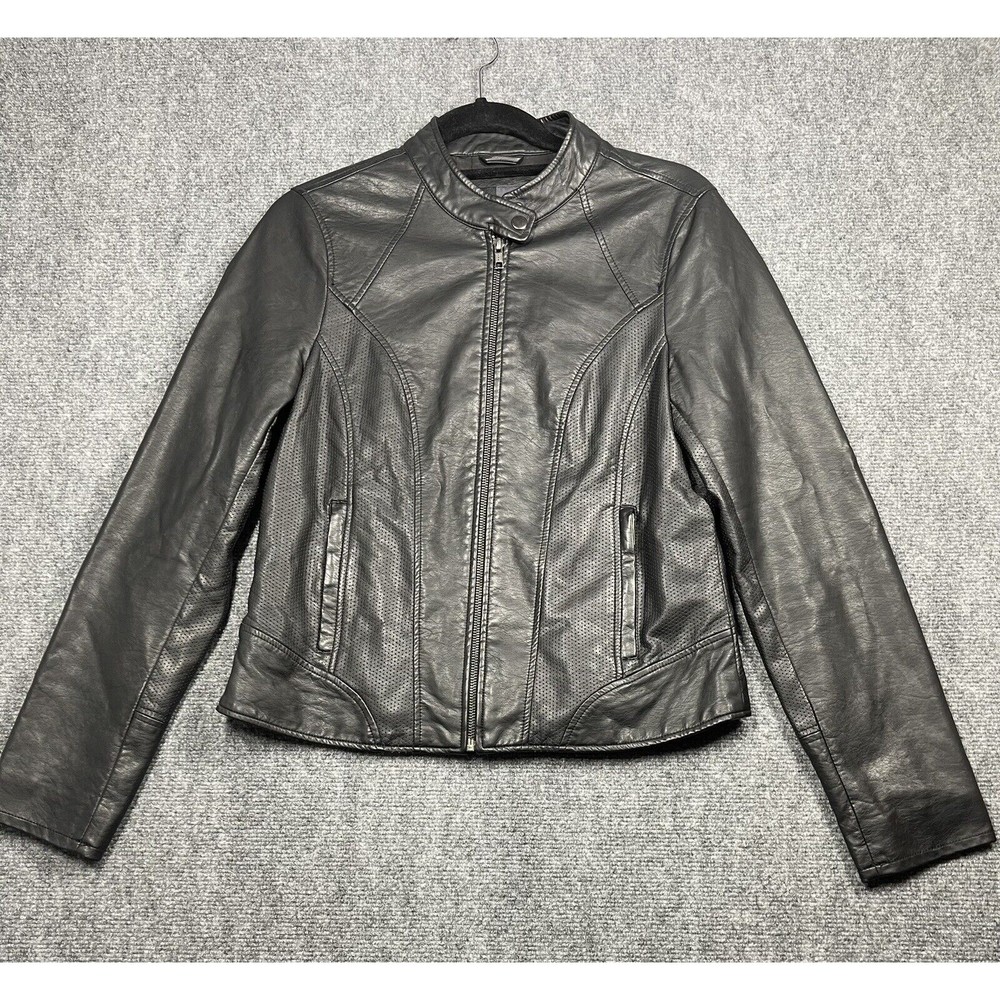 The Limited Faux Leather Black Biker Jacket Womens~M